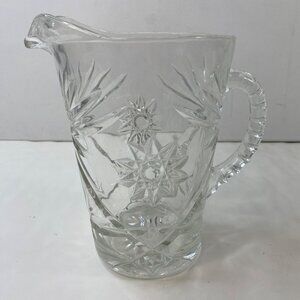 Anchor Hocking Early American Prescut Star of David Glass Pitcher Vintage